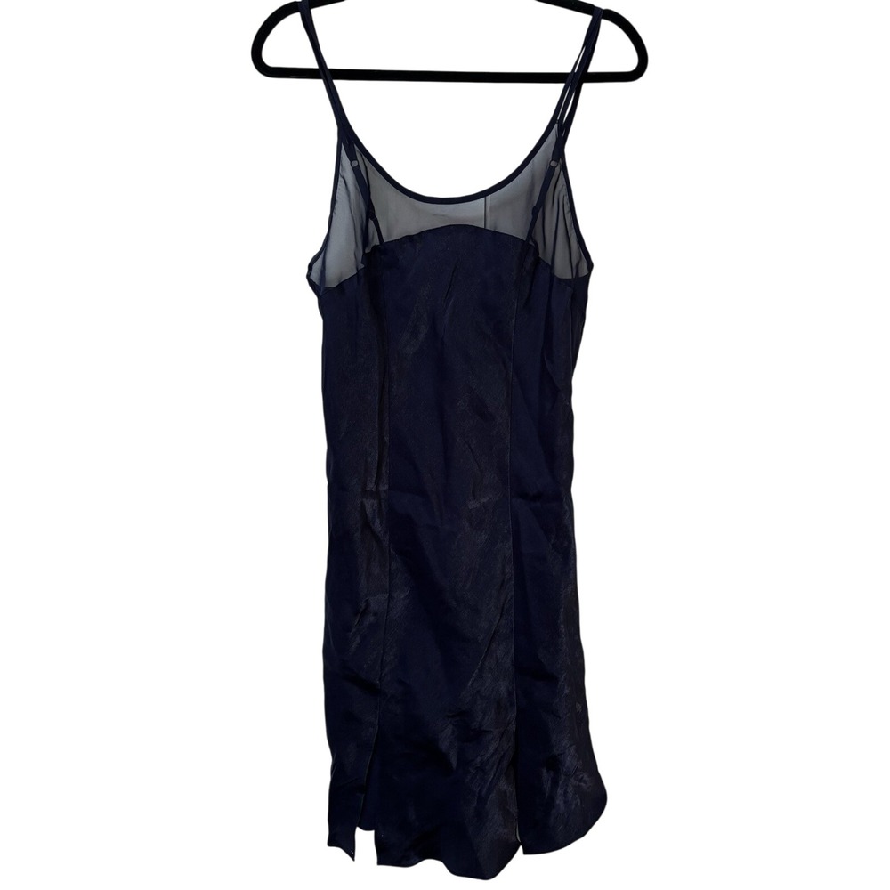 St. Bernard Nightwear Navy Blue Mesh Trim Slip Dress Chemise Size 12 UK 40 EUR